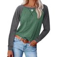 thumbnail image 2 of Chemises à Manches Longues pour Femmes Col Ras du Cou Raglan Casual Tunique en Coton en Vrac T-Shirt d'Automne, 2 of 4