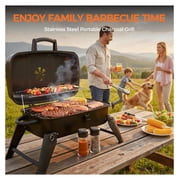 Portable Foldable Charcoal BBQ Grill with Adjustable Height, 330 Sq In Cooking Area