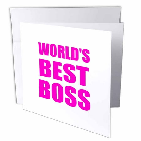 3dRose Worlds Best Boss - hot pink text - great design for the greatest boss, Greeting Cards, 6 x 6 inches, set of
