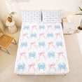 thumbnail image 3 of spefrowx Ocean Crab King Sheets for Girls, Pink Stripe Ribbon Bow Bedding, 4-Piece, 1 Flat Sheet, 1 Fitted Sheet and 2 Pillowcases, 3 of 6