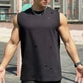 thumbnail image 2 of Dagegui Distressed Tank Tops for Men Summer Crewneck Sleeveless T Shirts with Hole Cotton Running Athletic Tanks Casual Loose Fit Tees Black L, 2 of 8