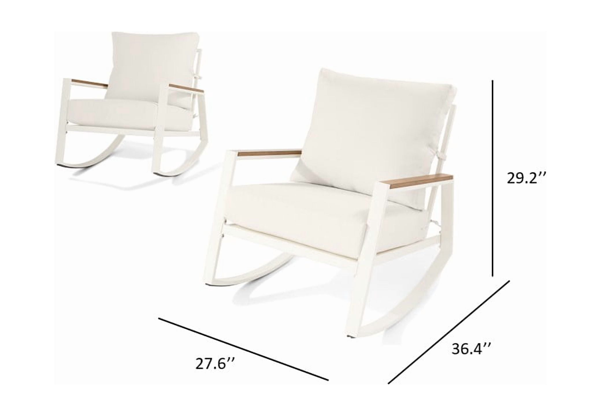 Better Homes & Gardens Marlow Outdoor 2pk Patio Rocking Chairs, White Frame/Cream Cushion