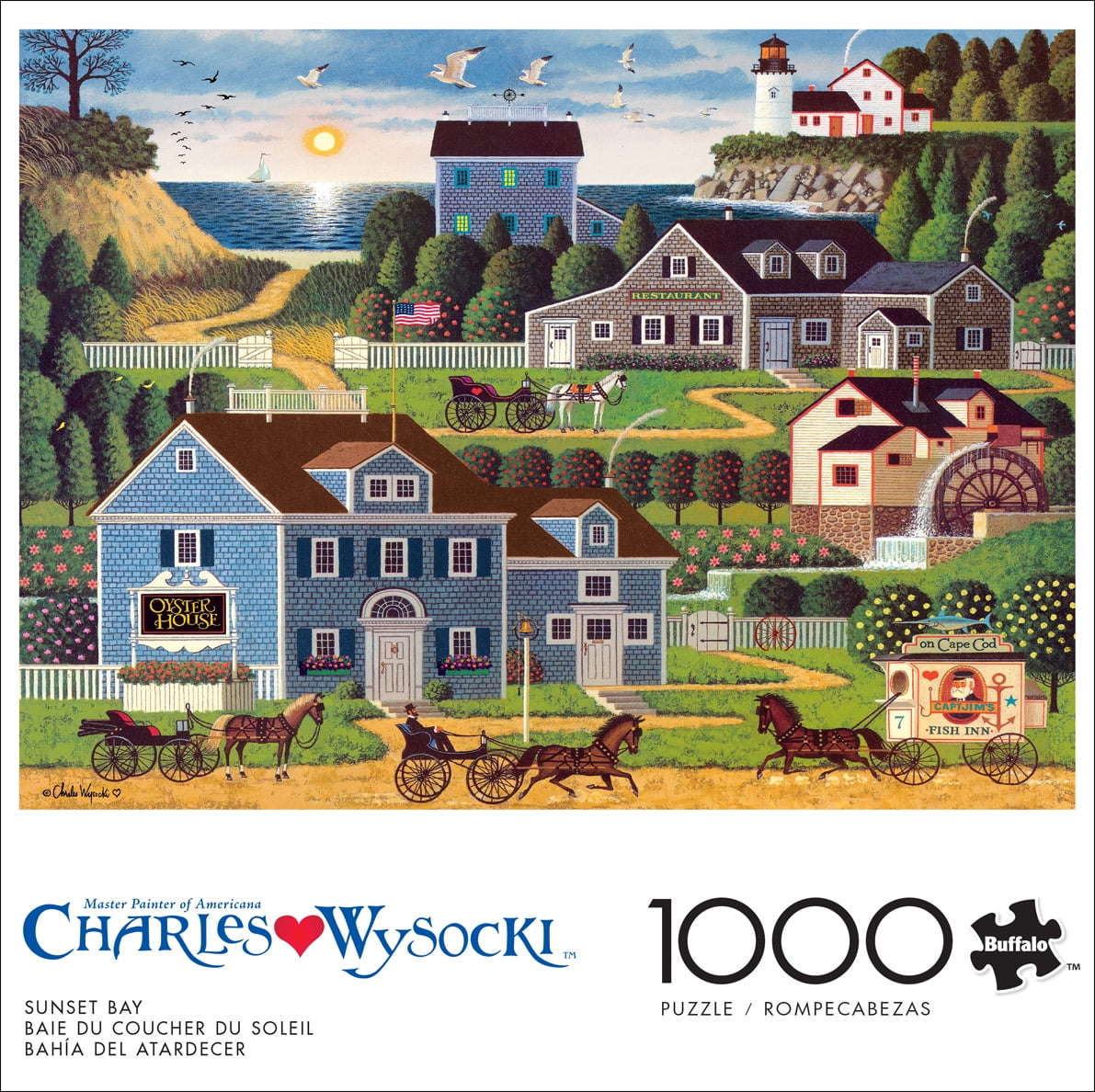 Buffalo Games Charles Wysocki Sunset Bay 1000-Piece 26.75 x 19.75-Inch Interlocking Jigsaw Puzzle for Adults Ages 14+