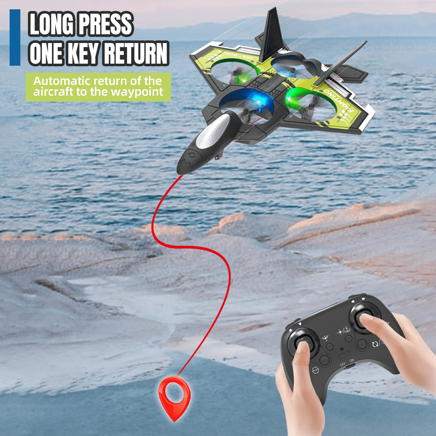 Foam RC Airplane 360° Spin Remote Control Plane with Lights for 6 7 8 Years Birthday Gifts(Green)