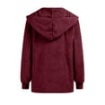 thumbnail image 4 of jsaierl Womens Fuzzy Hooded Cardigan Coat Winter Double Fleece Open Front Jacket Coat Plush Warm Plus Size Outwear, 4 of 5