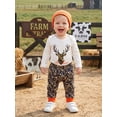 thumbnail image 6 of RUINIXCW Nebworn Baby Boy Girl Deer Hunting Outfit Infant Baby Girl Boy Clothes Deer Printed Long Sleeve Romper Top Camouflage Jogger Pants Hat Set, 6 of 10