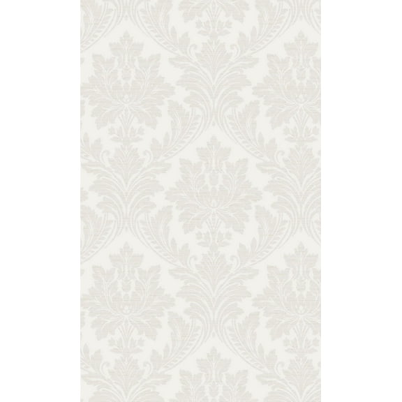 White  Classic Floral Damask Printed Non-Woven Non-Pasted Textured Wallpaper 57 Sq. Ft.
