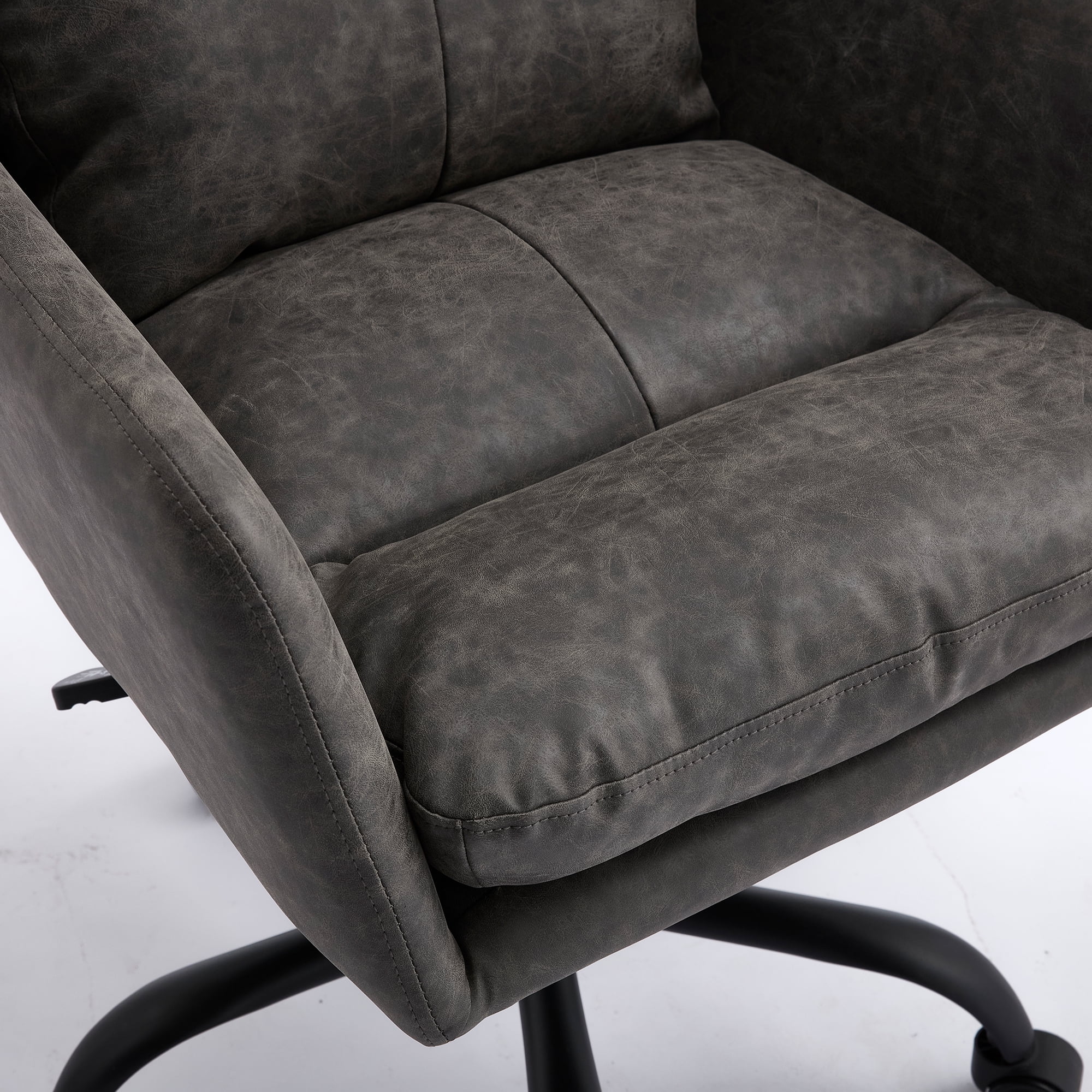 Ergonomic Executive Office Chair with High Back and Lumbar Support, Adjustable Height PU Leather Desk Chair, Swivel Rolling Computer Chair with Armrests for Home Office, Gray