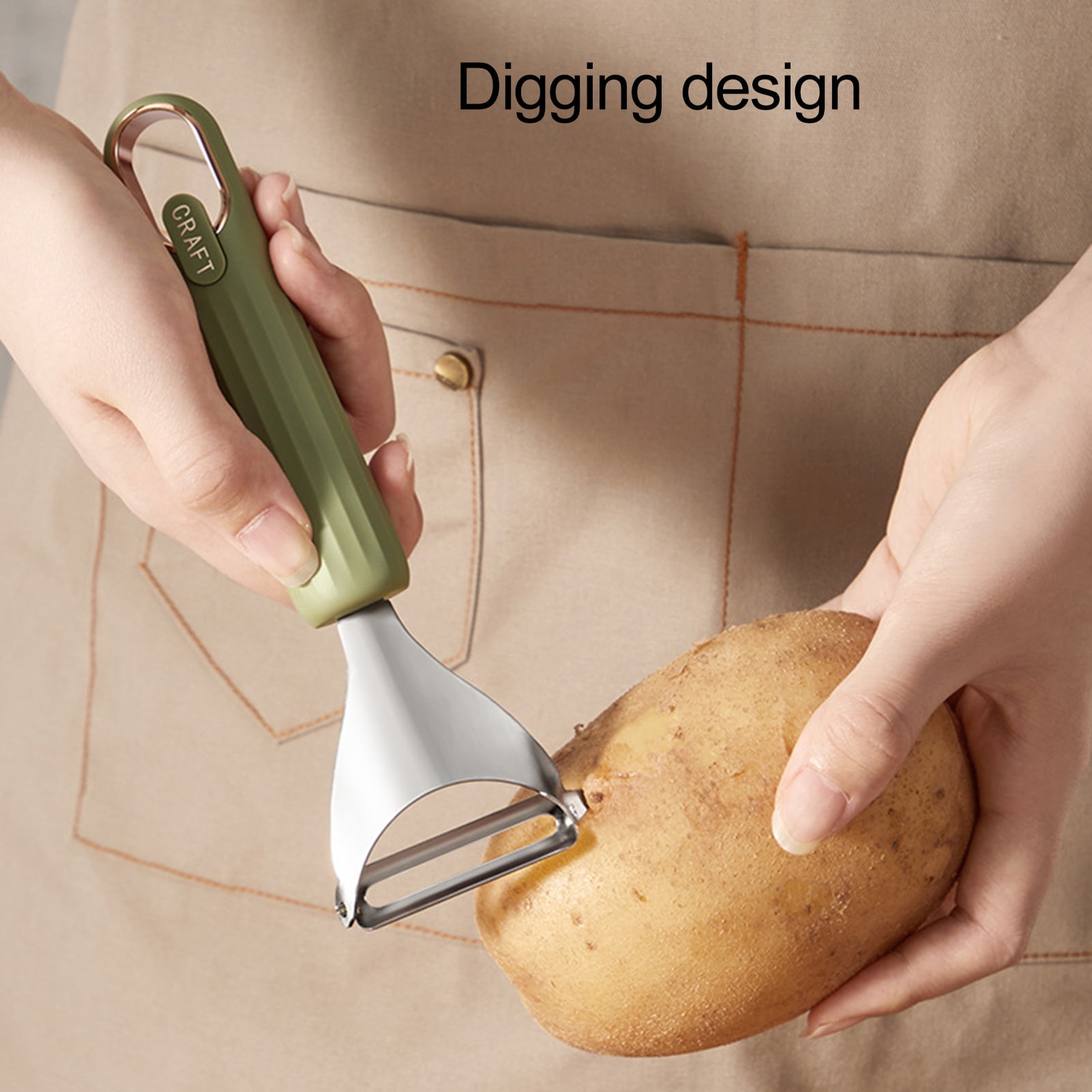 Handheld Vegetable Peeler - Zinc Alloy Wide Peeler,V Type Digging Head Hole  Design Pear Skin Peeler Kitchen Tools with Sawtooth and Blade Mouth for