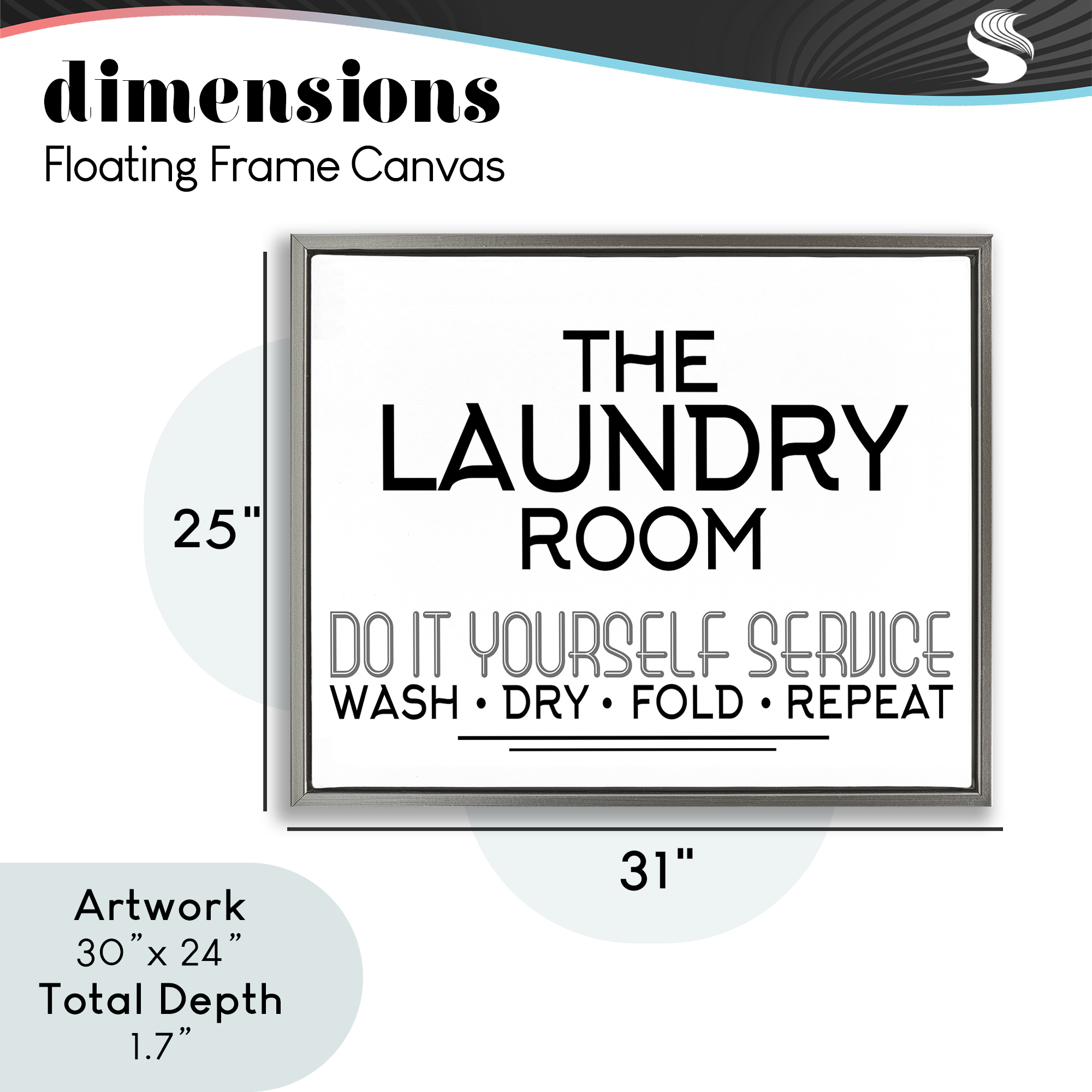 Do It Yourself Laundry Minimal Gray Framed Floater Canvas Wall Art, design by Kim Allen