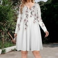 thumbnail image 2 of Cherry Blossoms with Falling Flowers Long Sleeve Dresses For Women Vintage Elegant Party Dress Oversized V-neck Dress S-8XL, 2 of 7