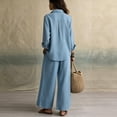 thumbnail image 4 of Women's Button down Shirt Wide Leg Pants Loose Set 2026 Elastic Waist Wide Leg Pants Breathable Casual Outfit with Pocket, XL, 4 of 4