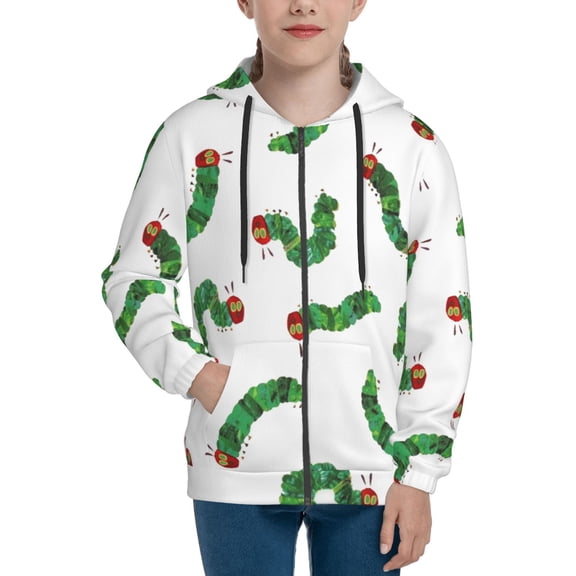 Youth Hungry Caterpilla Zip Up Graphic Hoodie with Pockets Comfort Long Sleeve Soft Hoodies
