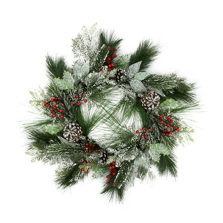 Cedar Wreath Northlight Seasonal Frosted Two-Tone Cedar and Long Needle Pine Berry Artificial Christmas Wreath ()