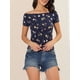 thumbnail image 5 of INSPIRAR CHIC Blusa Cortada de Manga Corta Ajustada sin Hombros S Azul Marino, 5 of 6