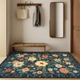thumbnail image 6 of DUKINO 4x6 Feet Office Chair Mat, Lightweight Non Slip Washable Floral Area Rug, Indoor Low Pile & Non-Shedding Boho Design Rugs for Bedroom, Living Room, Dining Room, Dark Blue, 6 of 8