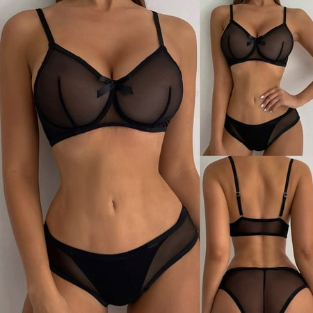 

nsendm Women Lingerie Set Two Piece Underwear Lingerie Underwear Sleepwear Steel Ring Pajamas Garter Lingerie Woman s Lingerie Underwear Black Medium