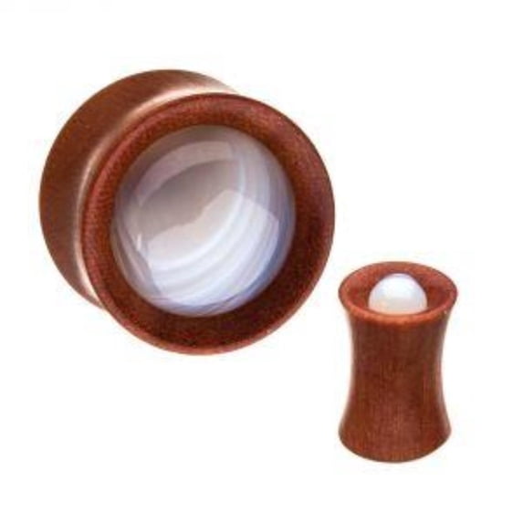 Double Flare with White Agate Sawo Wood Organics Plugs