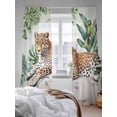 thumbnail image 3 of Sheer Curtains 96 Inches Long 2 Panels Set for Living Room, Tropical Leopard Parrot Semi Sheer Curtains for Windows, Watercolor Summer Palm Leaf Voile Window Treatments Rod Pocket Curtain, 3 of 7