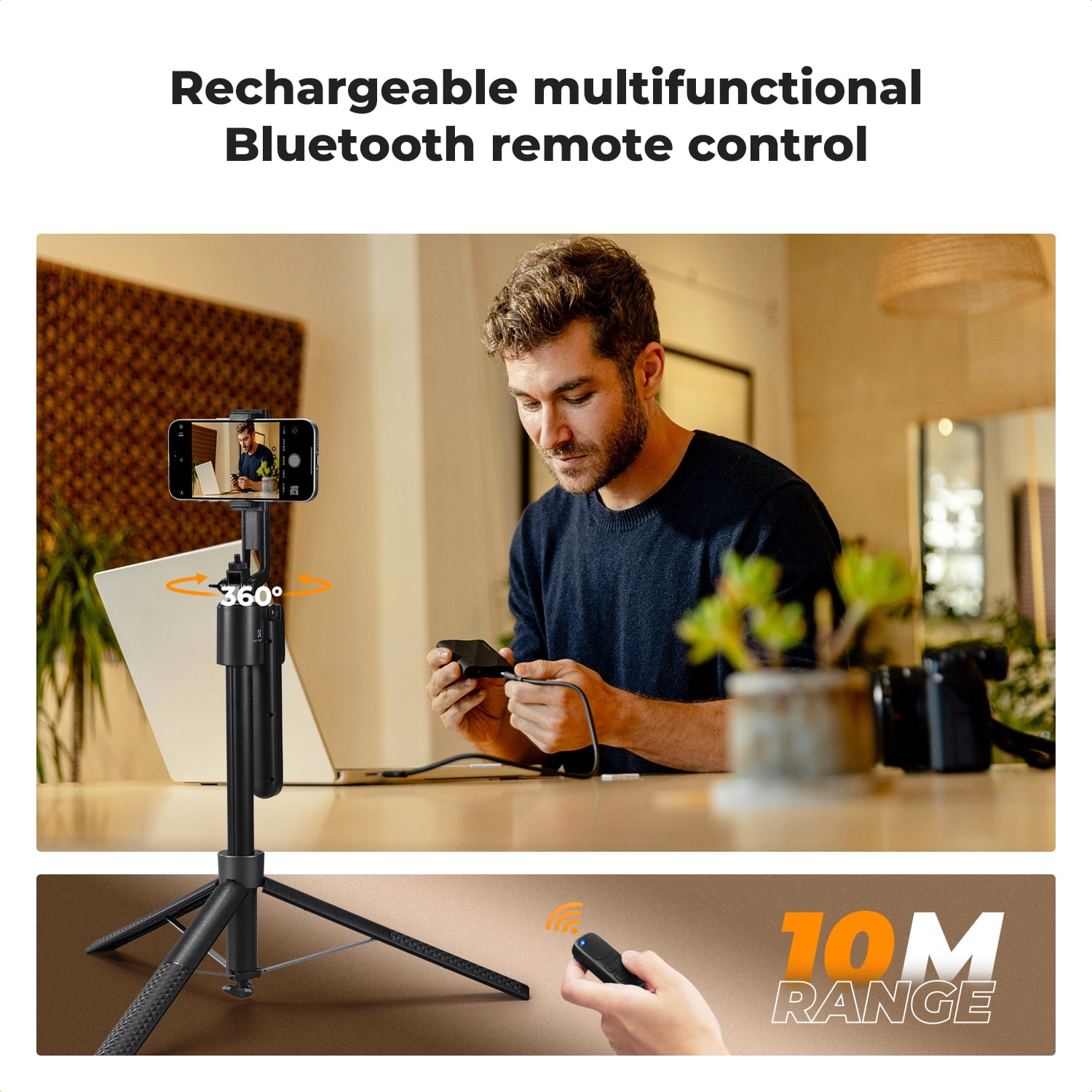 K&F CONCEPT 71“ Face Tracking Tripod for iPhone, Auto Face Tracking Selfie Stick, Auto Face Tracking Tripod 360 Totation with Stand, Gesture Control, Remote Control