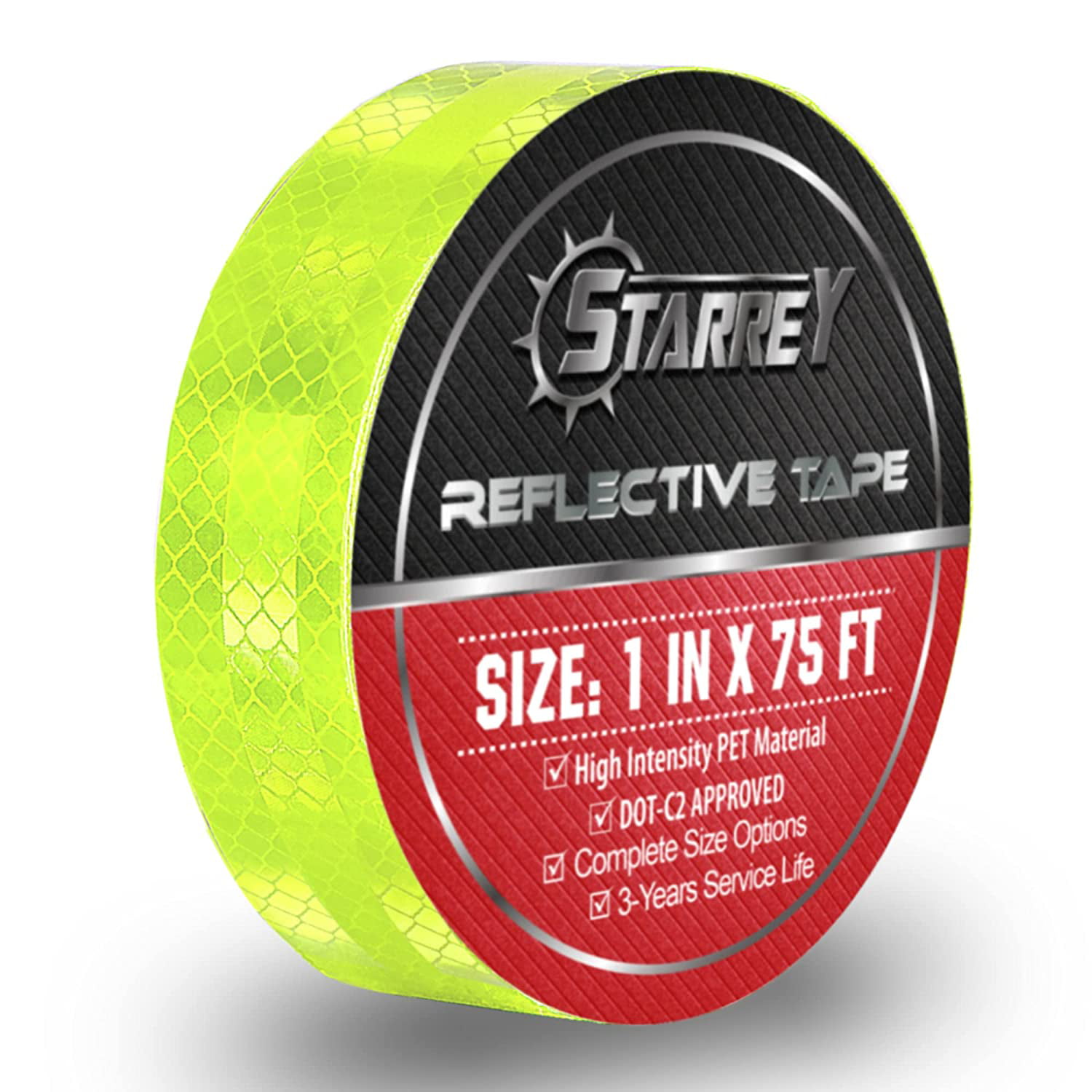 Fluorescent NEON YELLOW  Reflective Conspicuity  Tape 1" x 25 feet 