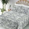 thumbnail image 3 of Ambesonne Leaf Print Fitted & Flat Sheet with Shams 4 Pcs Set, Leaves Vintage Neutral, Calking, Pale Blue Grey Tan White, 3 of 5