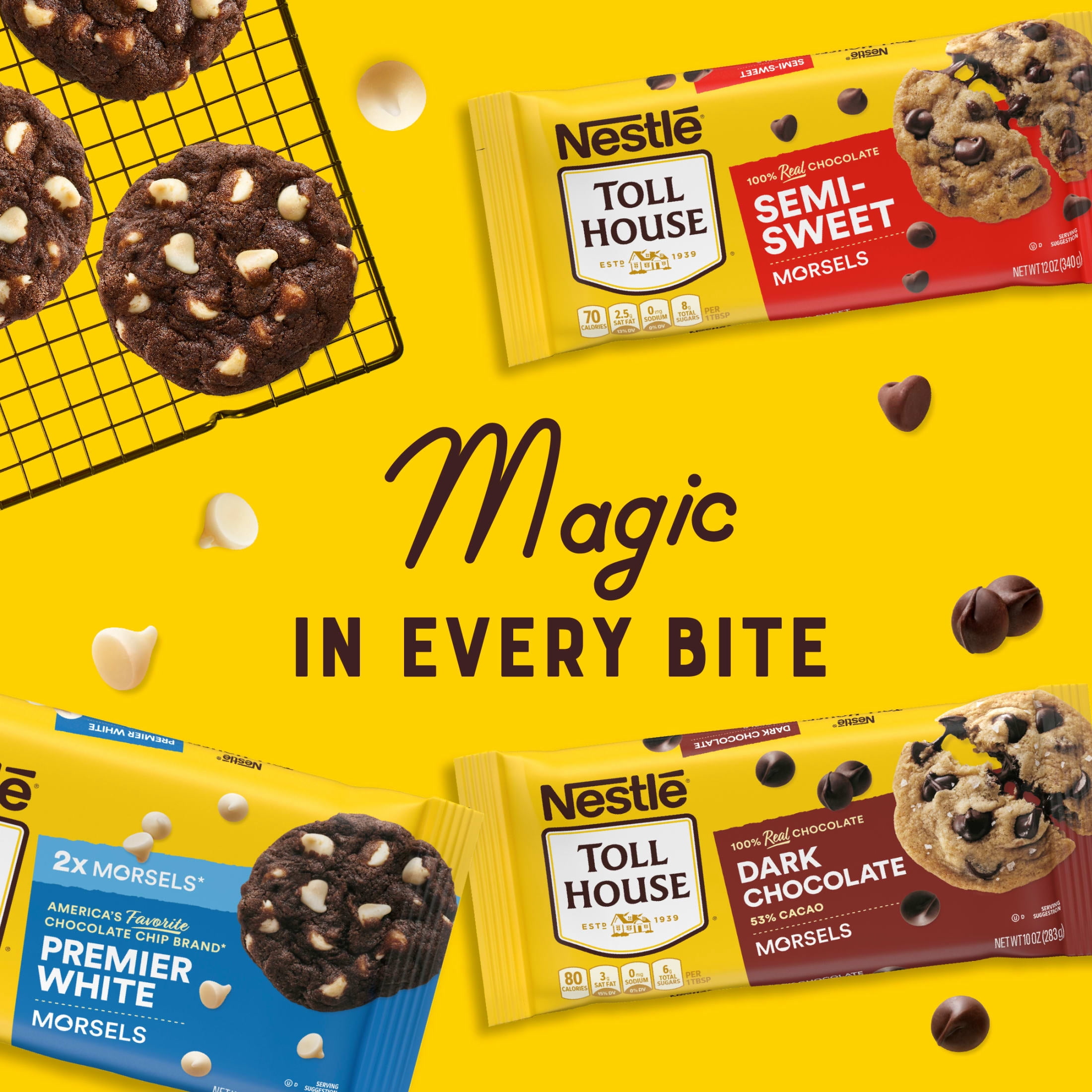 Nestle Toll House Premier White Regular Baking Chips, Morsels for Baking, 24 oz Bag