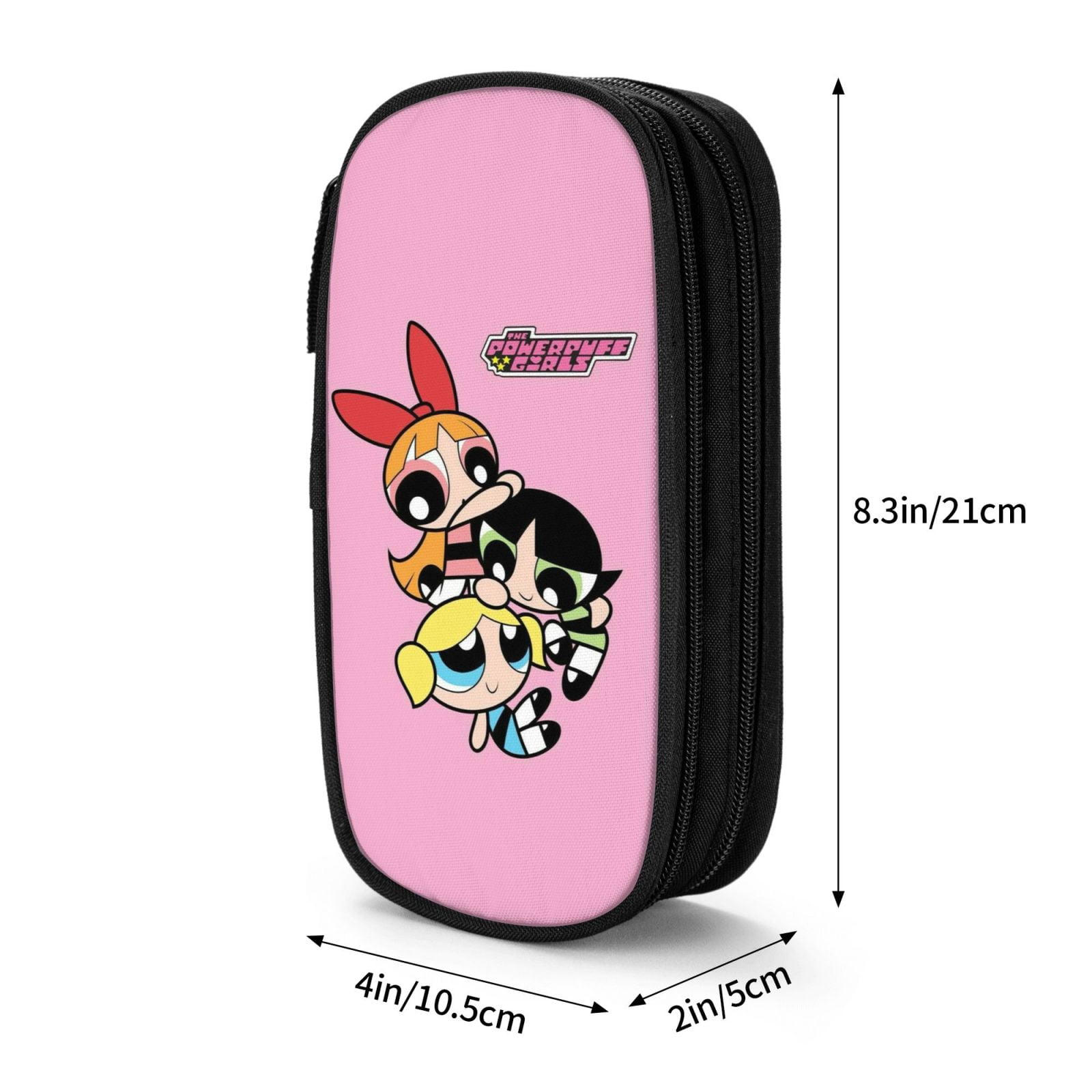 The Powerpuff Gi-rls Pencil Case Large Capacity Pencil Pouch Penbag Office Stationery Organizer Travel Makeup Bag Black