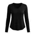 thumbnail image 4 of VBVC Women's V-Neck Long Sleeve Shirt , Ladies' Curved Hem Stretchy Top , Y2K Running Sports Tee For Women, S-2XL, 4 of 7