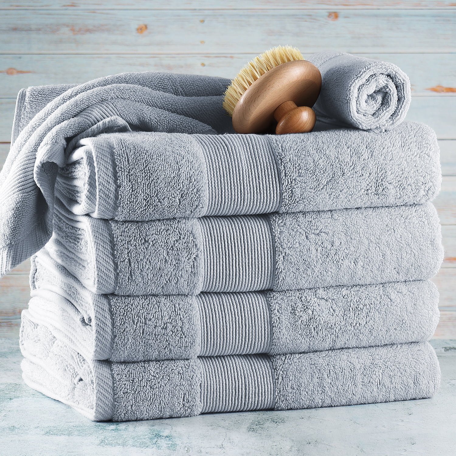 Clara Clark Bath Towels Set, 100% Cotton Luxury Softness 6 Pc Set, Ice Blue