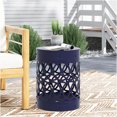 thumbnail image 3 of JERFIT 36 inch Outdoor End Table, Navy Blue Iron Accent Table with Modern Metal Cut-Out Design, No Assembly Required Patio Side Table for Garden, Poolside, Porch, 3 of 9