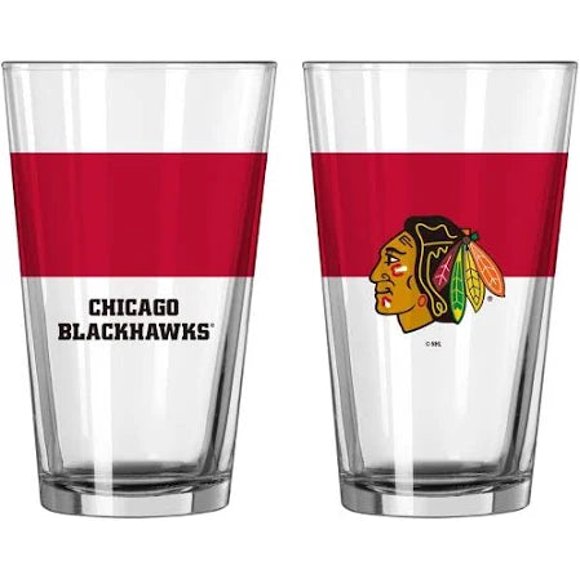 Chicago Blackhawks 16oz Colorblock Pint Glass
