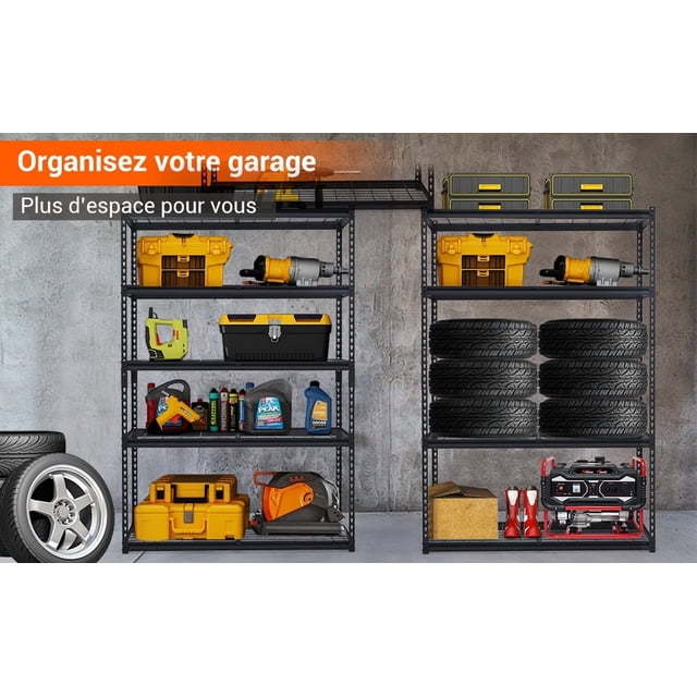 QinaQin Heavy Duty Garage Shelving Unit, 5-Tier Adjustable Metal Storage Shelves with 2500 Lbs Capacity