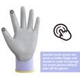thumbnail image 3 of Guantes De Trabajo Dulfine Para Hombres Recubiertos De Pu, Paquete A Granel De 12 Pares, Guantes De Punto Morados Sin Costuras Con Pantalla Táctil Fina De Poliuretano De Dos Dedos Para Hombres Y Mujer, 3 of 5