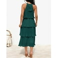 thumbnail image 4 of Women's 2024 Summer Sleeveless Halter Neck Ruffle Tiered Layered Chiffon Flowy Swing Long Midi Dress, 4 of 6