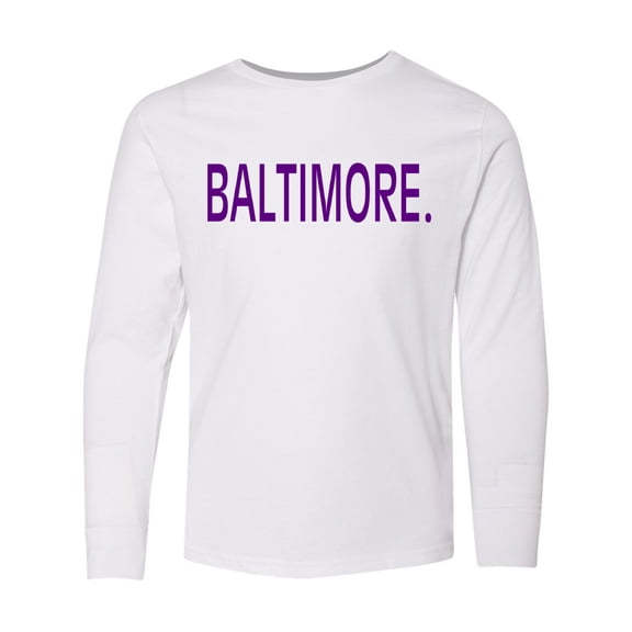 Inktastic Baltimore in Purple Text Long Sleeve Youth T-Shirt