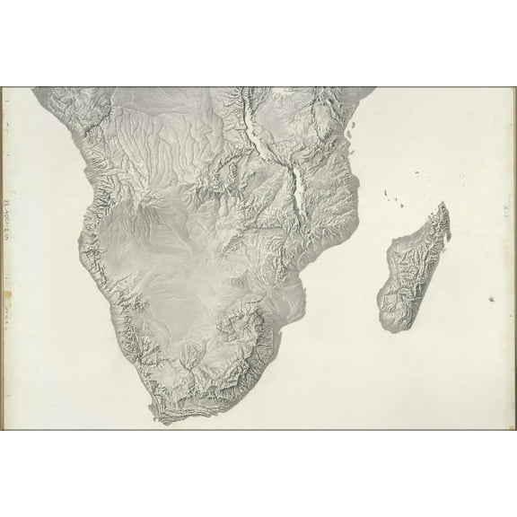 24"x36" Gallery Poster, cia terrain map of South Africa madagascar