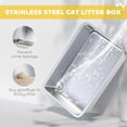 thumbnail image 3 of Stainless Steel Cat Litter Box, Extra Large 2 in 1 Metal Kitty Litter Pan with High Enclosure, Removable Lid & Scoop, Filter Bags, Easy to Clean, for Small to Large Kittens, White, 3 of 9