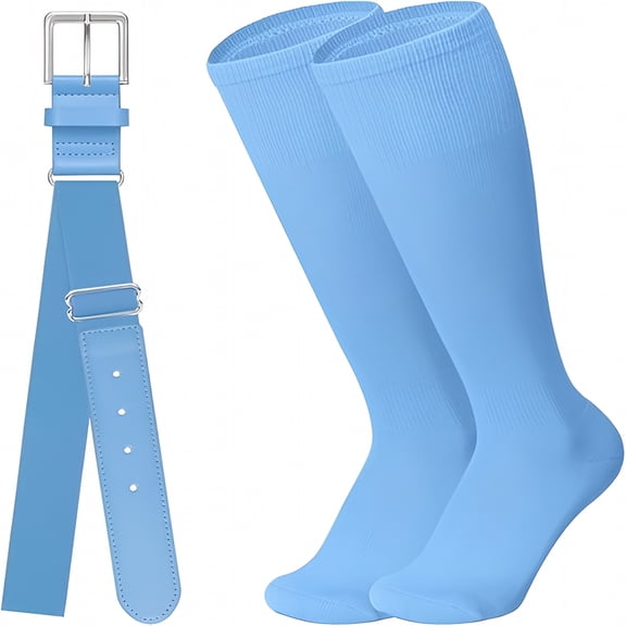 TELOLY Baseball Belt and Baseball Socks Combo Set for Youth and Adult Available in 20 Colors