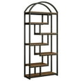 thumbnail image 6 of Finmind Arched Bookshelf, 71" TallEtagere Bookcase with Open Shelves for Home Office, Rustic Brown & Black, 6 of 7