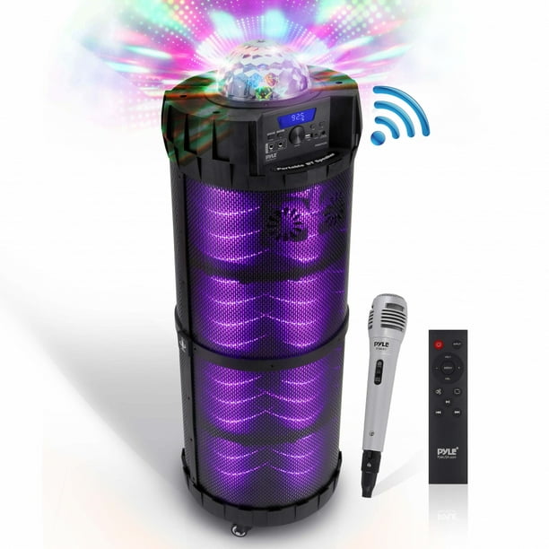Pyle Pbmspg290 Portable Bluetooth Speaker Microphone Karaoke System Indoor Outdoor Wireless Pa Stereo With Led Party Lights Mp3 Usb Reader Fm Radio Includes Wired Mic 800 Watt Walmart Com
