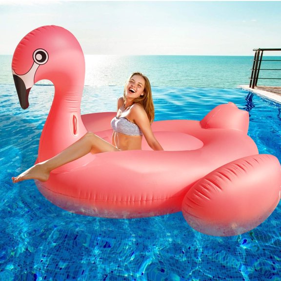 Pool Float TURNMEON 102 con forma de flamenco gigante inflable para 2 a 4 personas