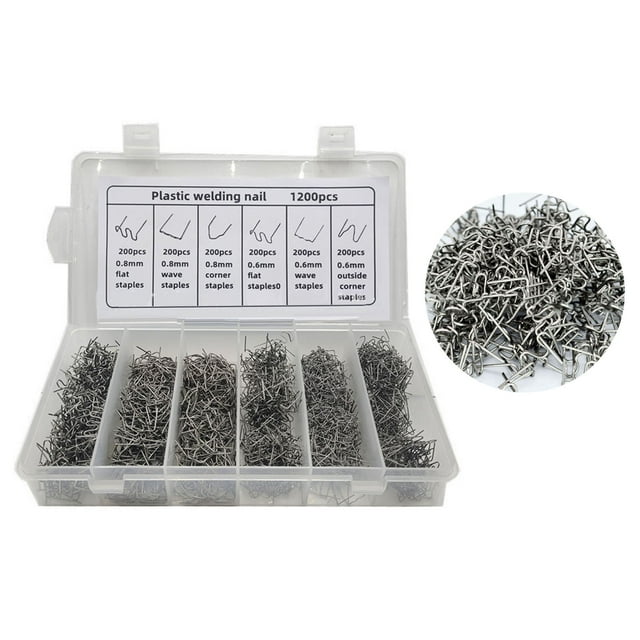 Hot Agrafes Soudure Fil Réparation, 1200pcs Voiture Pare-Chocs Plastique Chaud en Plastique Soudure en Plastique Clous en Plastique Soudure Réparation Clous Haut Niveau Qualité