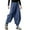 Navy, variant on WEAIXIMIUNG Men's Overalls Denim Black Men's Summer Retro Solid Color Loose Large Size and Linen Harem Trousers