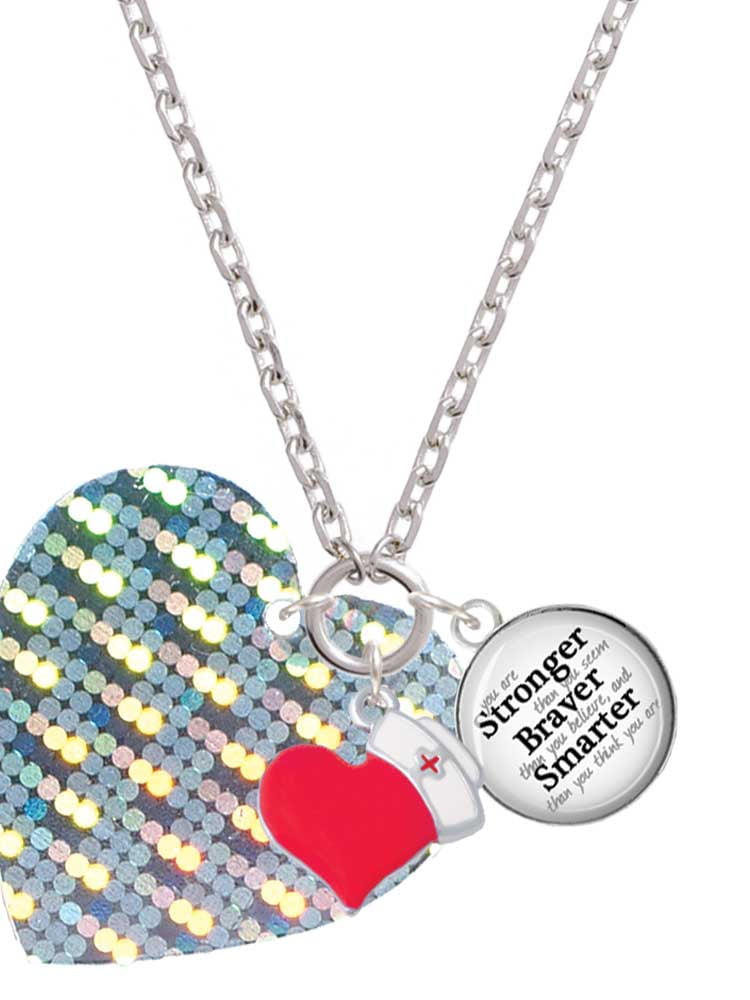 Delight Jewelry Acrylic Large Hologram Heart - Red Heart Nurse Strong Zoe Necklace