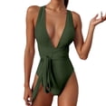 thumbnail image 1 of LUOGENLI 1-Piece Swimsuit Women Full Coverage Women One Shoulder Swimsuit Bikini Swimsuit Irregular Solid Color Monokinis Swimsuit Army Green Size XXL, 1 of 5