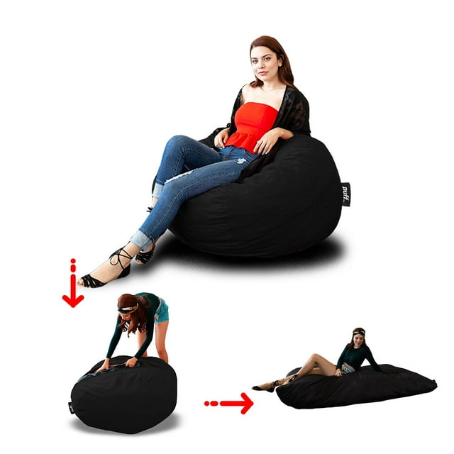 Sillón Puff con cama Individual Puff MX Gamuza Negro