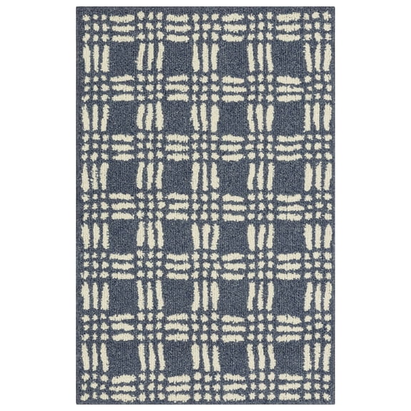 Mainstays Transitional Grid Plaid Blue Indoor Accent Rug, 30"x46"