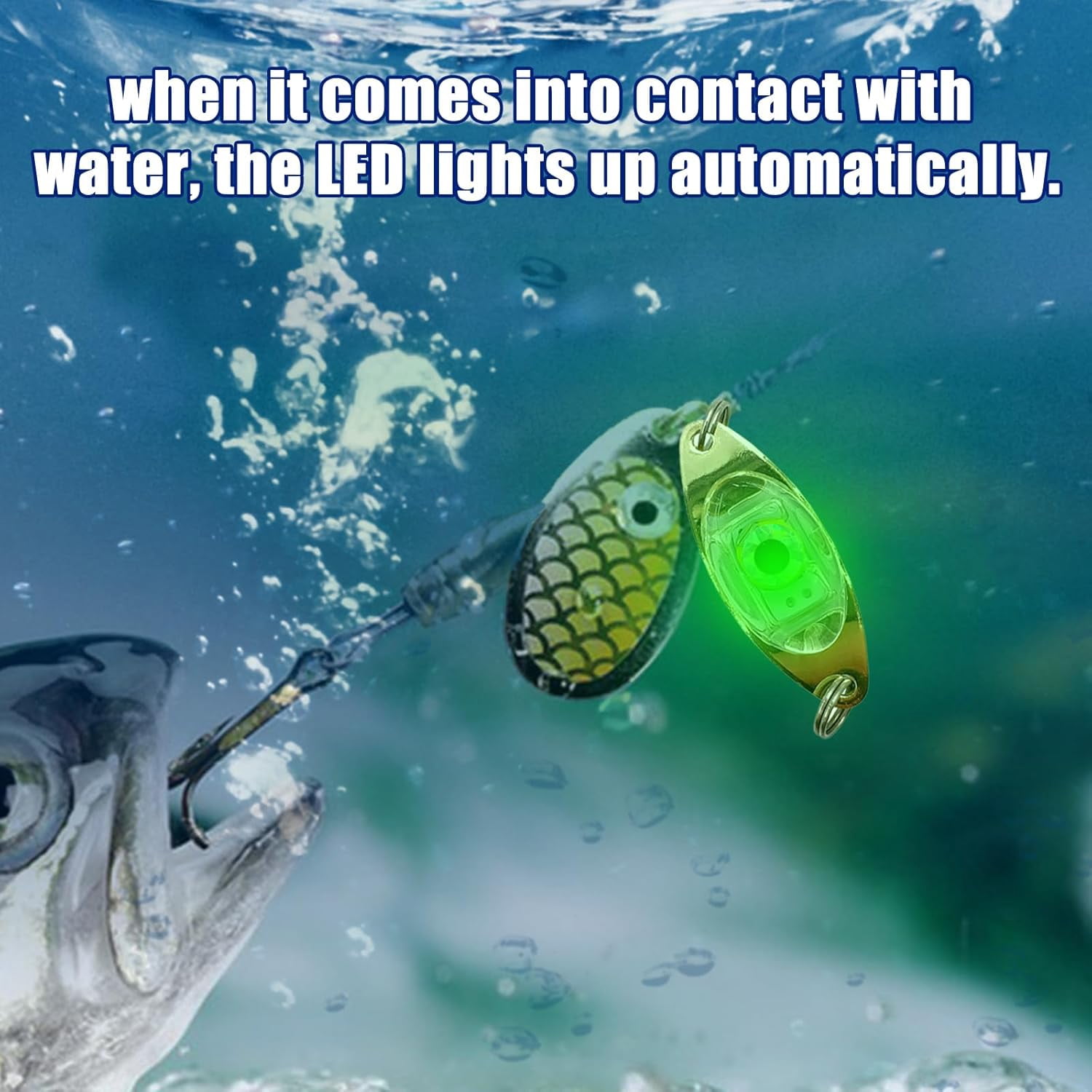 ABPETE 10 Pack Fishing Lures Fishing Spoons Underwater Flashing Strobe LED Fishing Lights Waterproof Diamond Lights Trolling Lures Halibut Rig Deep Drop Fishing Light