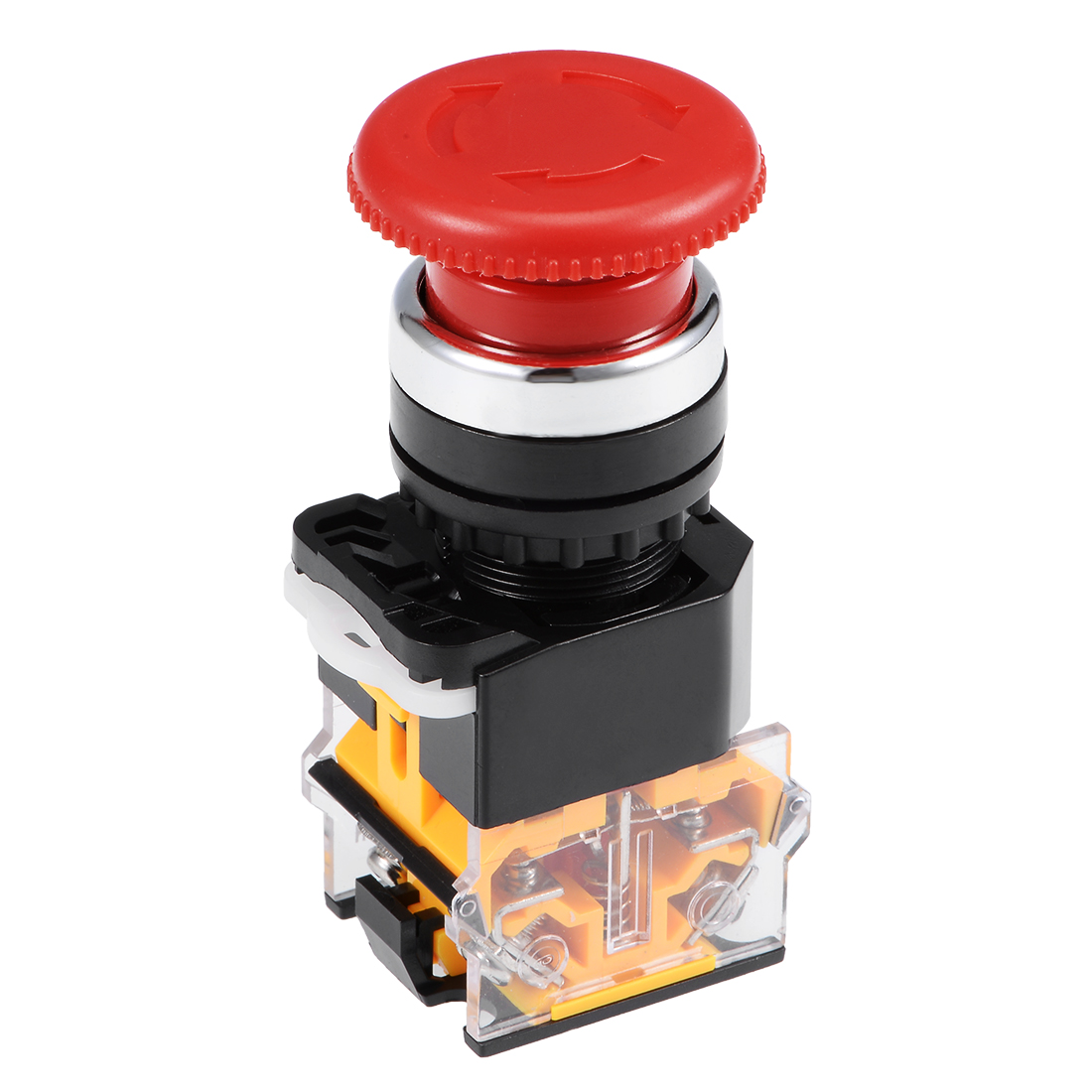 22mm Mushroom Latching Emergency Stop Push Button Switch With Waterproof Cover